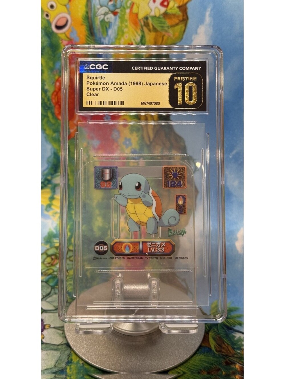 Squirtle Pokémon Amada Super DX D05 1998 Japanese Clear POP3! CGC 10 Pristine